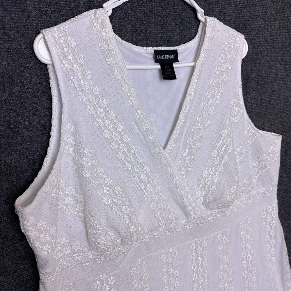Lane Bryant Womens Top White Sleeveless Vneck Wrap Size 22/24 Minimalist Office
